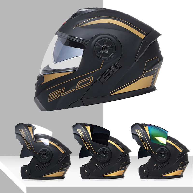Dual Visor Motorcycle Racing Helmet - خوذة مزدوجة العدسة وحدات موضة الوجه
