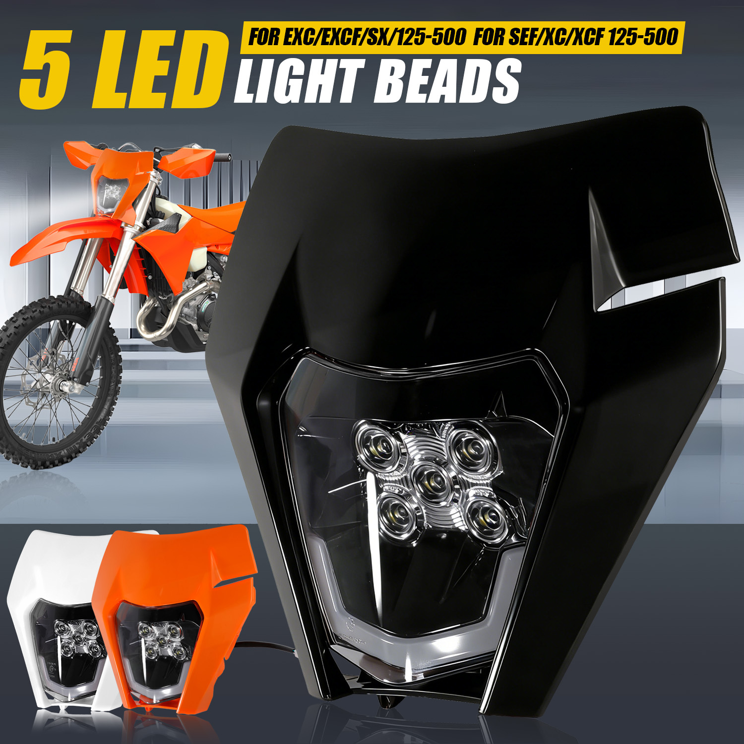 Universal Motorcycle Led Headlight Projector - مصباح أمامي LED بخمسة مصابيح عالمي