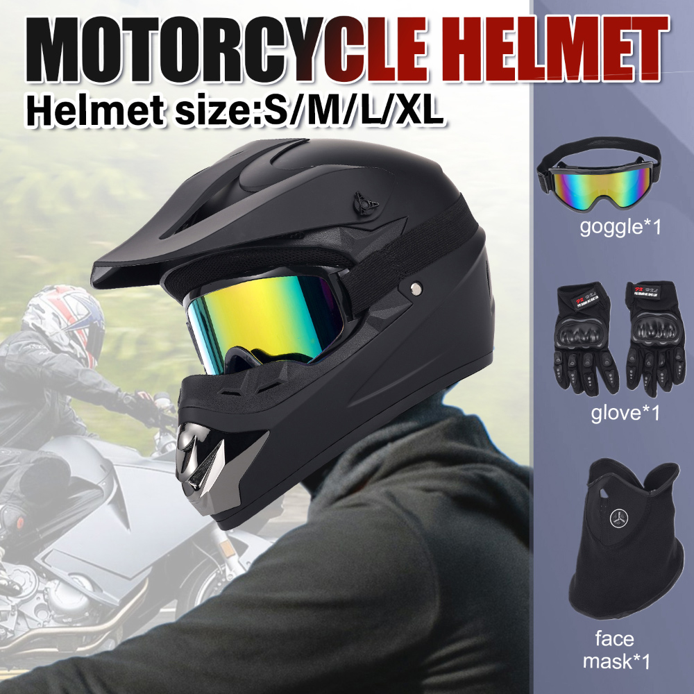 Off Road Motocross Helmet Goggles Set - خوذة دراجة نارية للطرق الوعرة، مجموعة