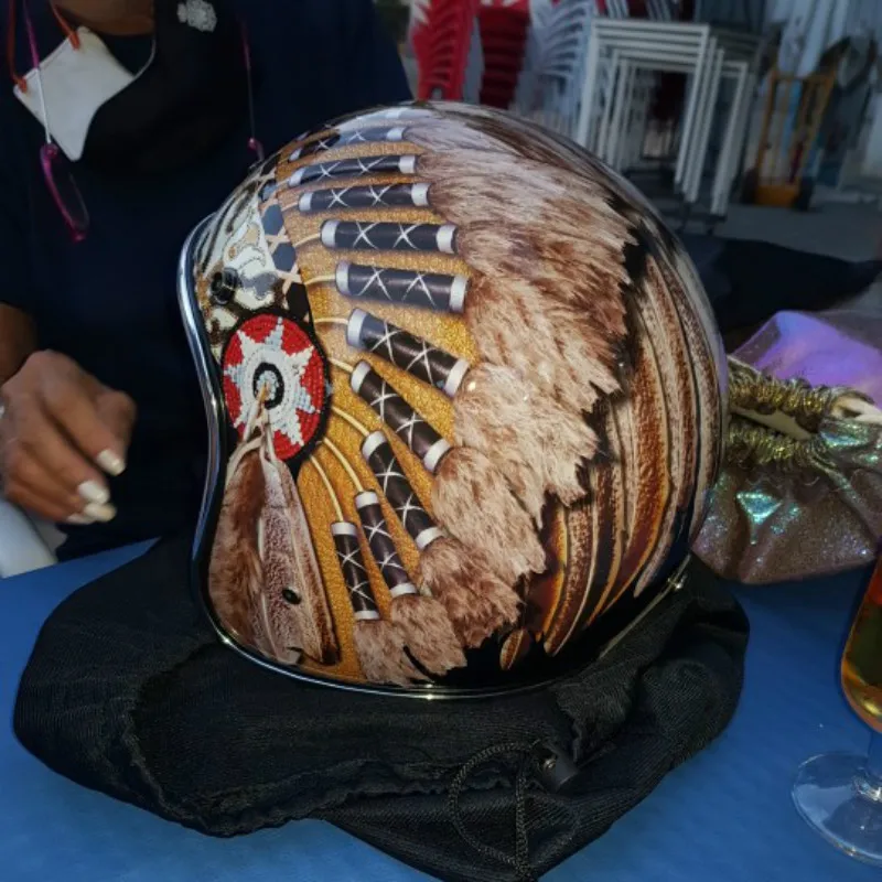 Vintage Open Face Retro Helmet - خوذة دراجة نارية سوداء عتيقة مفتوحة