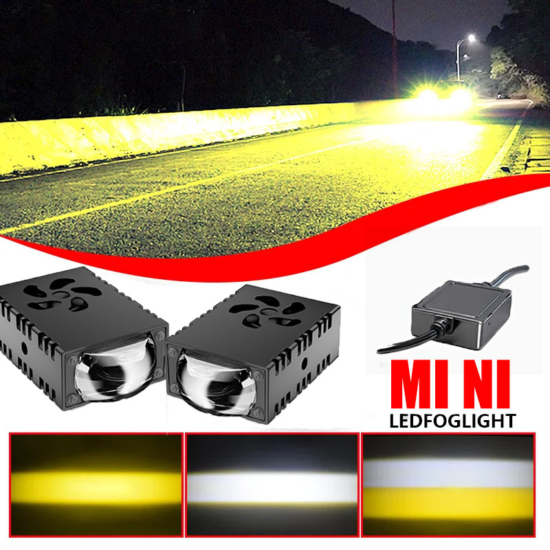 Universal Motorcycle Led Headlight Projector - مصباح قيادة LED صغير بعدسة عاكسة،