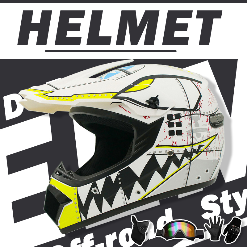 Off Road Motocross Helmet Goggles Set - مجموعة خوذات موتوكروس والطرق الوعرة -