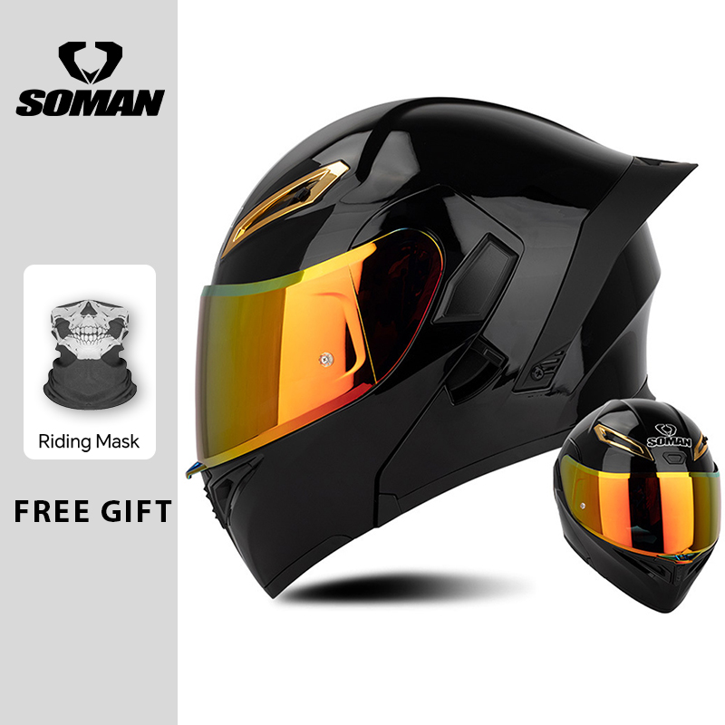 Modular Flip Up Motorcycle Helmet Dot Approved - للجنسين DOT المعتمدة المزدوج قناع الوجه