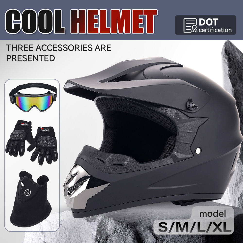 Off Road Motocross Helmet Goggles Set - خوذة دراجات نارية للطرق الوعرة، طقم