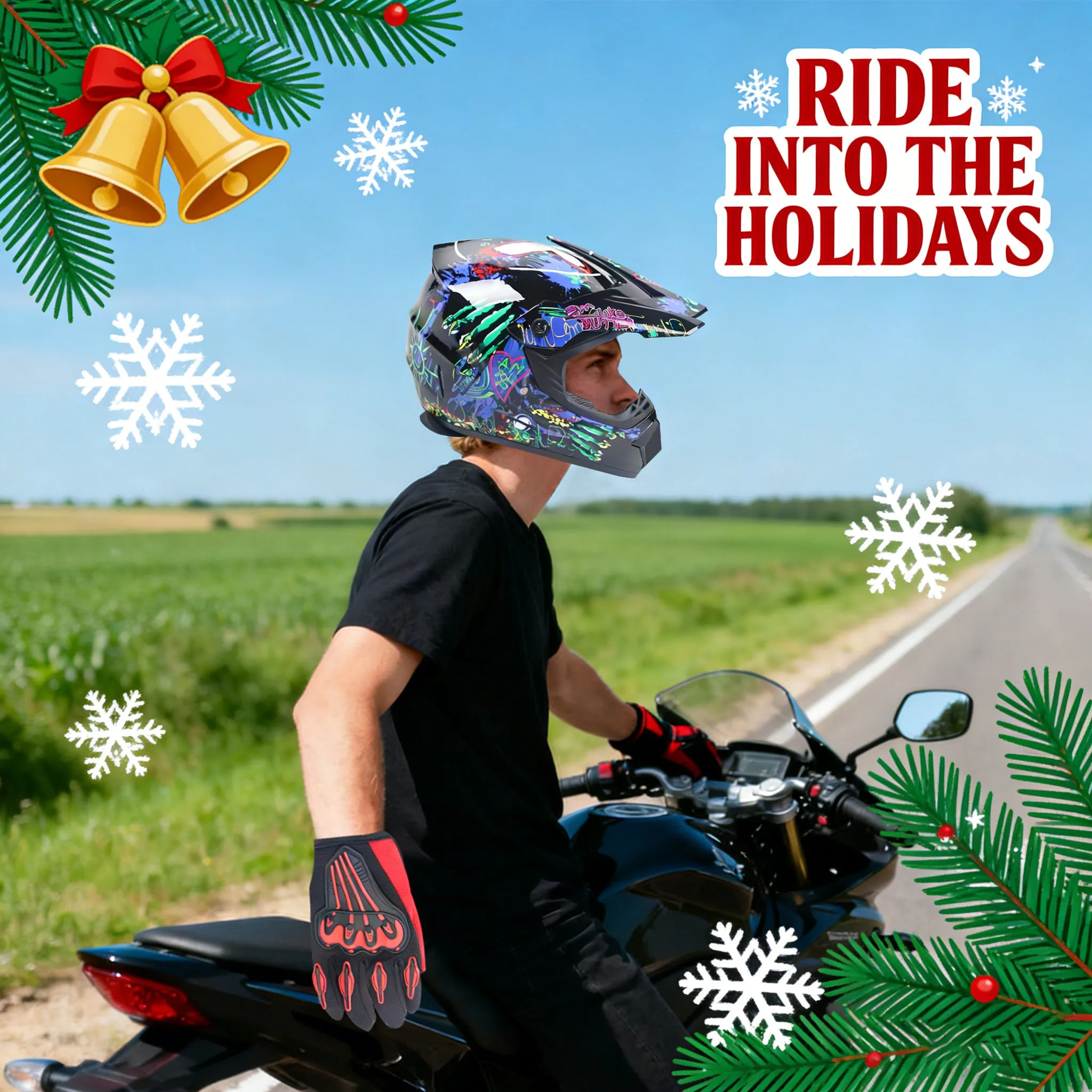 Off Road Motocross Helmet Goggles Set - طقم خوذة موتوكروس، خوذات دراجات نارية
