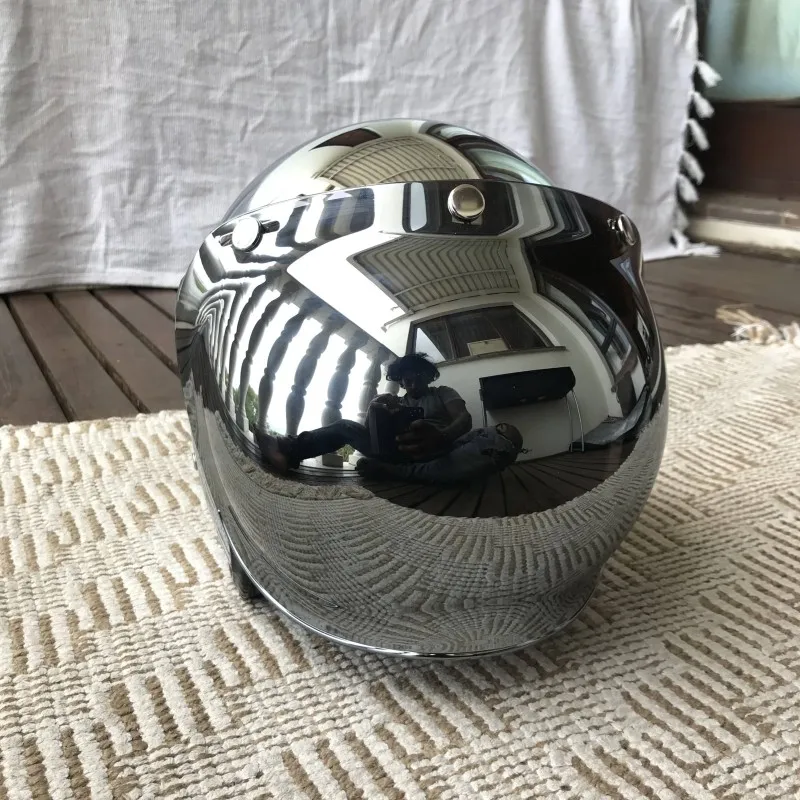مرآة فضية كروم للدراجات الناري - مراجعة Vintage Open Face Retro Helmet وسعره