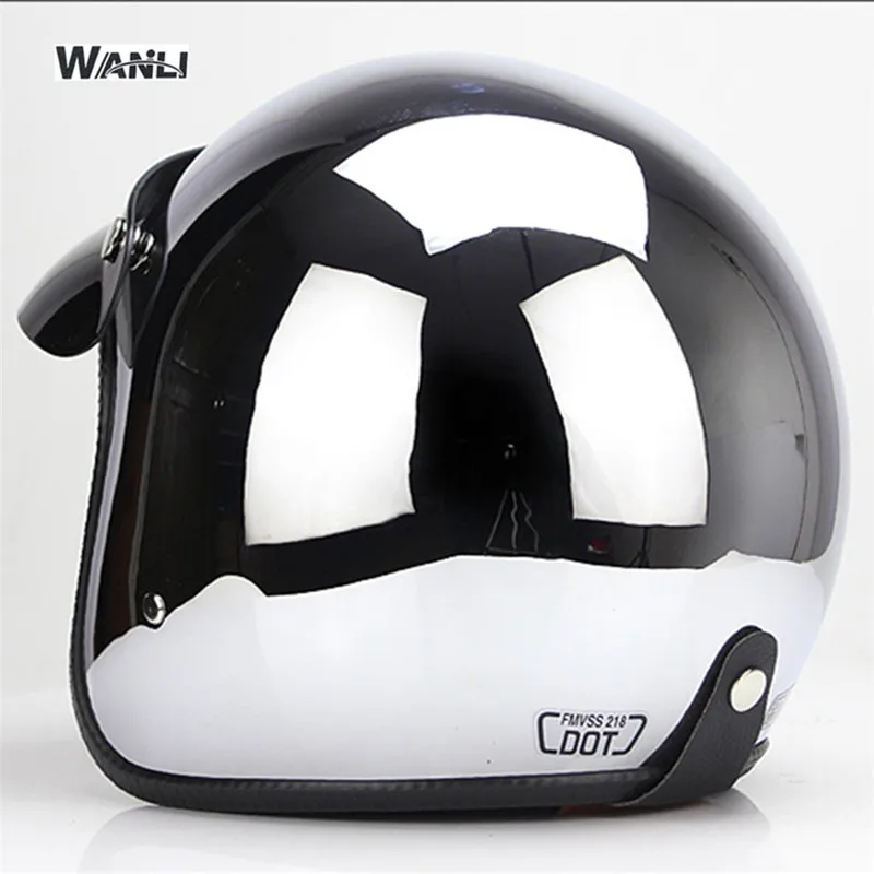 مرآة فضية كروم للدراجات الناري - مراجعة Vintage Open Face Retro Helmet وسعره