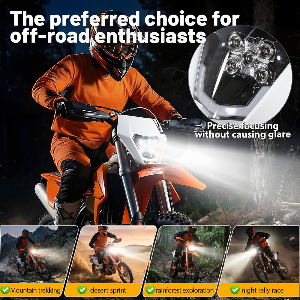 مصباح أمامي LED بخمسة مصابيح ع - مراجعة Universal Motorcycle Led Headlight Projector وسعره