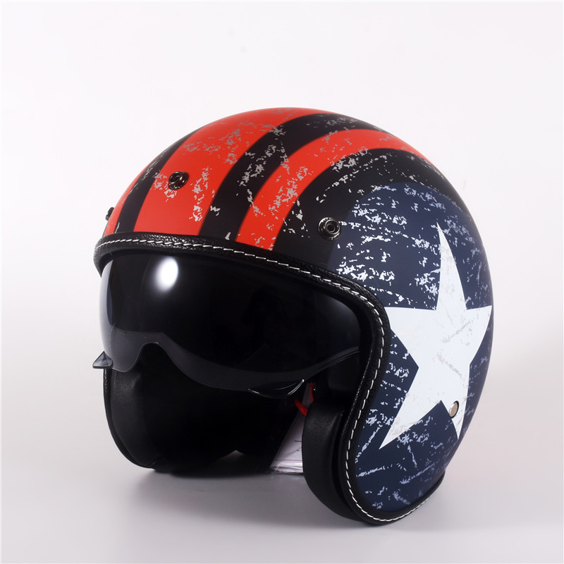 نصف الوجه خوذة دراجة نارية خمر - مراجعة Vintage Open Face Retro Helmet وسعره