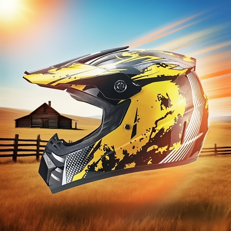 طقم خوذة دراجات نارية للطرق ال - مراجعة Off Road Motocross Helmet Goggles Set وسعره