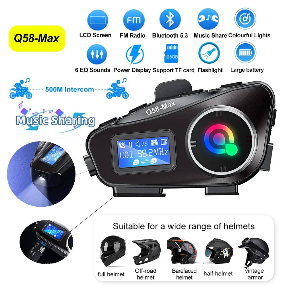 خوذة دراجة نارية إنتركوم شاشة  - مراجعة Universal Motorcycle Helmet Intercom Headset وسعره