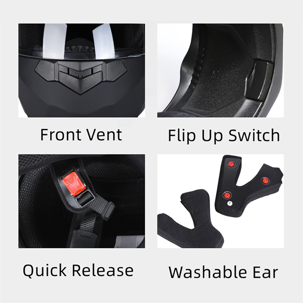 خوذة دراجة نارية بعدسة مزدوجة  - مراجعة Modular Flip Up Motorcycle Helmet Dot Approved وسعره