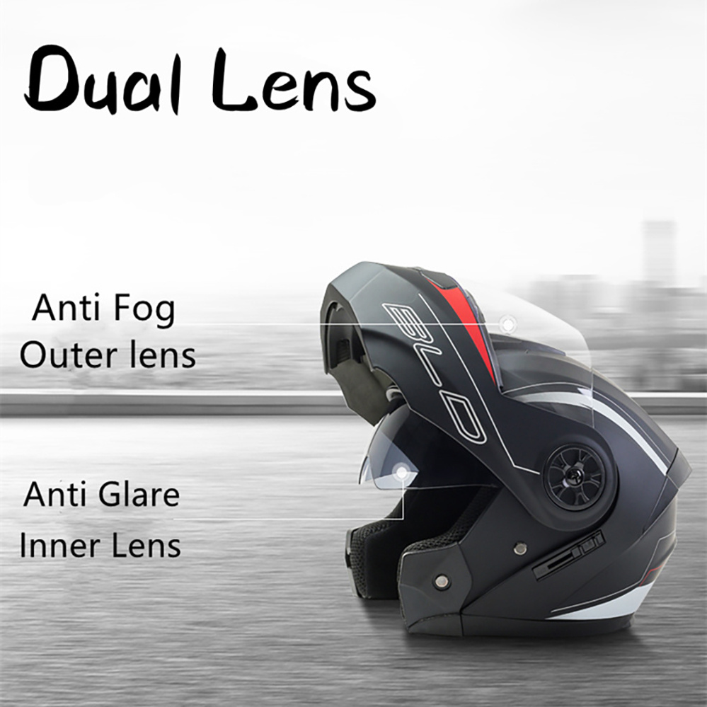 خوذة دراجة نارية بعدسة مزدوجة  - مراجعة Modular Flip Up Motorcycle Helmet Dot Approved وسعره