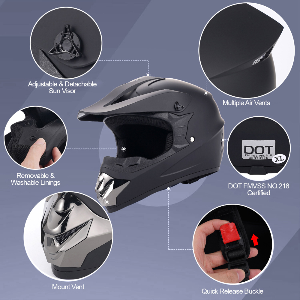 خوذة دراجات نارية للطرق الوعرة - مراجعة Off Road Motocross Helmet Goggles Set وسعره