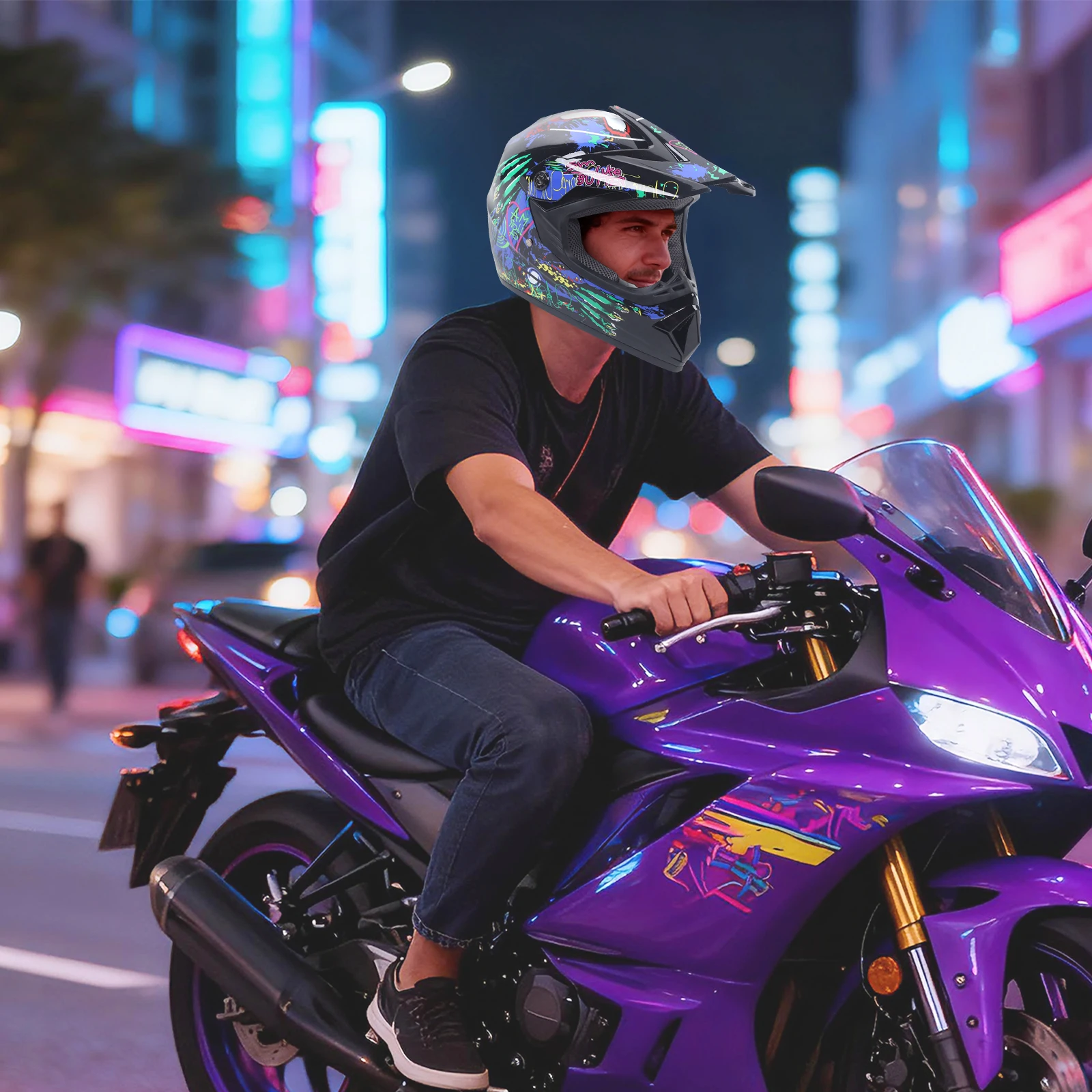 طقم خوذة موتوكروس، خوذات دراجا - مراجعة Off Road Motocross Helmet Goggles Set وسعره