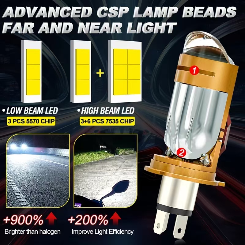 كاموتو ثنائية LED عدسة العارض  - مراجعة Universal Motorcycle Led Headlight Projector وسعره