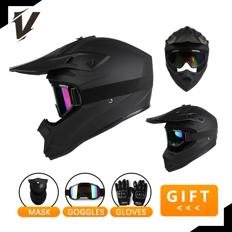 طقم خوذة دراجات نارية للطرق ال - مراجعة Off Road Motocross Helmet Goggles Set وسعره
