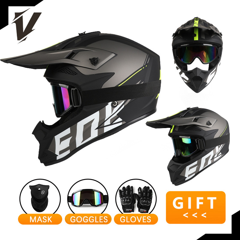 طقم خوذة دراجات نارية للطرق ال - مراجعة Off Road Motocross Helmet Goggles Set وسعره