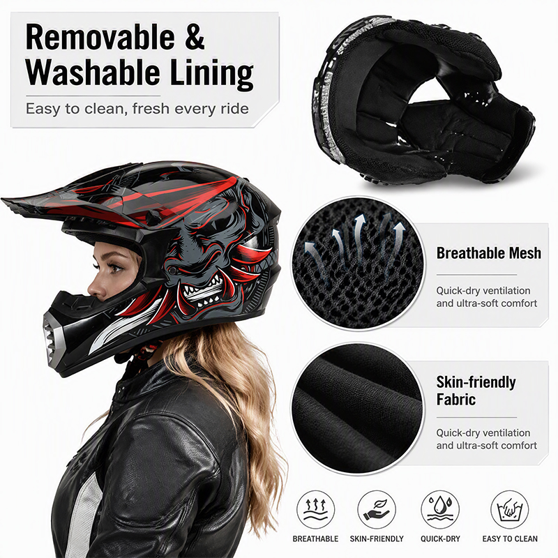 طقم خوذة موتوكروس من يوتشويس ل - مراجعة Off Road Motocross Helmet Goggles Set وسعره